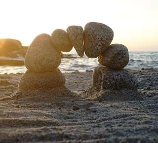 Bow of stones on the beach