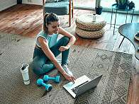 Woman Pilates Computer