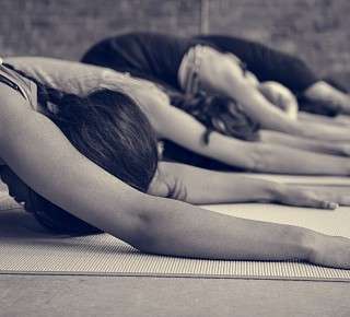 Pilates group in relaxation