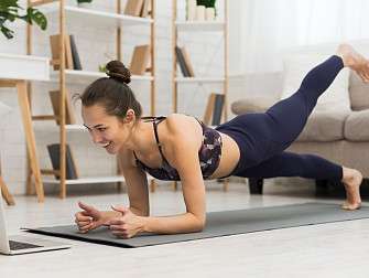 Pilates at home with computer